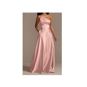 David's Bridal Satin One-Shoulder Dress - Size 2 Prom, Wedding Guest